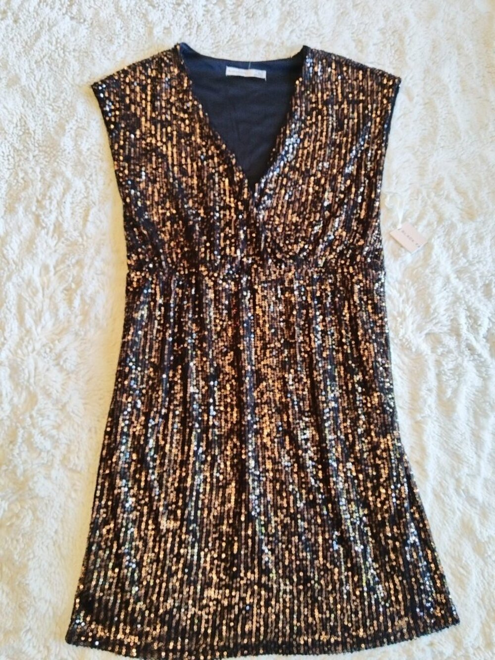 Black Tape Bronze Sequined Sleeveless Mini Dress New With Tags Size Small